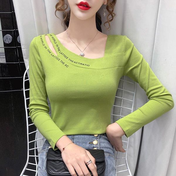 women's polos matcha green t-shirt women long sleeve autumn 2021 style fashion collarbone cardiac sense of design slimming xia s1, White
women's polos matcha green t-shirt women long sleeve autumn 2021 style fashion collarbone cardiac sense of design slimming xia s1, White
