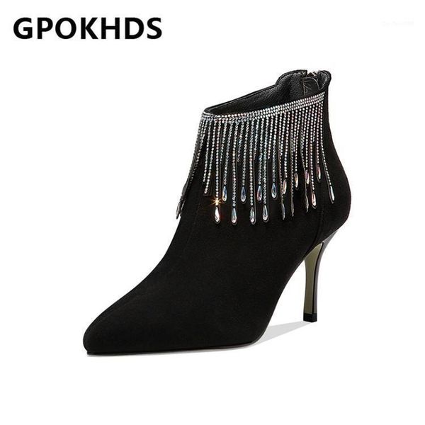 boots gpokhds 2021 women ankle winter short plush pointed toe zipper crystal fringe high heels female size 391, Black
boots gpokhds 2021 women ankle winter short plush pointed toe zipper crystal fringe high heels female size 391, Black