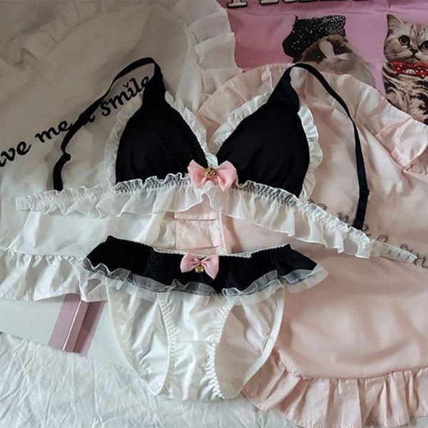 cute black & white japanese bra & panties set wiresoft underwear sleep intimates set kawaii lolita cat, Red;black
cute black & white japanese bra & panties set wiresoft underwear sleep intimates set kawaii lolita cat, Red;black