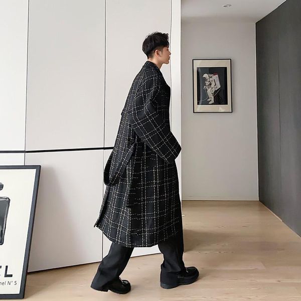 men's wool & blends men woven belt long vintage loose casual trench coat outerwear male streetwear retro woolen thick jacket overcoat, Black
men's wool & blends men woven belt long vintage loose casual trench coat outerwear male streetwear retro woolen thick jacket overcoat, Black
