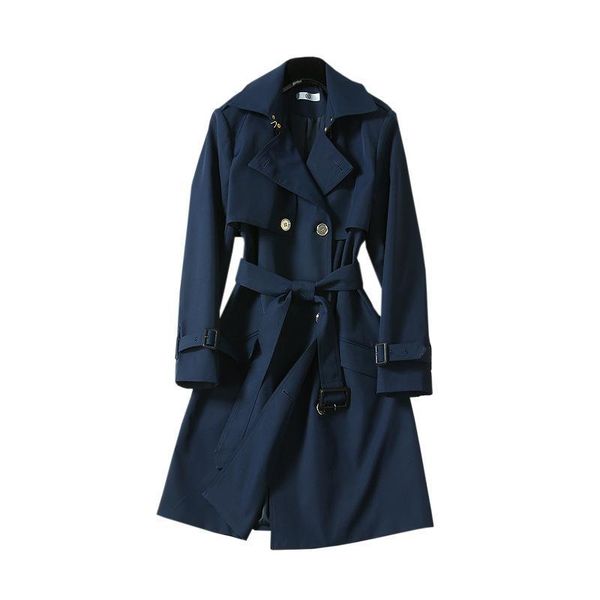 england blue double-breasted trend coat windbreaker casacas para mujer women long sleeves runway coat kg-880, Tan;black