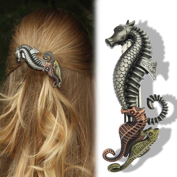 women bridal metal sea horses ocean french updo hair head clip dress snap barrette pin statement gift punk rock celebrity, Golden;silver
women bridal metal sea horses ocean french updo hair head clip dress snap barrette pin statement gift punk rock celebrity, Golden;silver