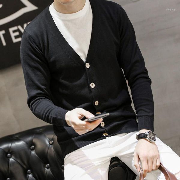 2021 new fashion spring autumn warm men's solid color outwear sweaters coats v-neck cardigan male casual knitwear clothing s271, White;black
2021 new fashion spring autumn warm men's solid color outwear sweaters coats v-neck cardigan male casual knitwear clothing s271, White;black