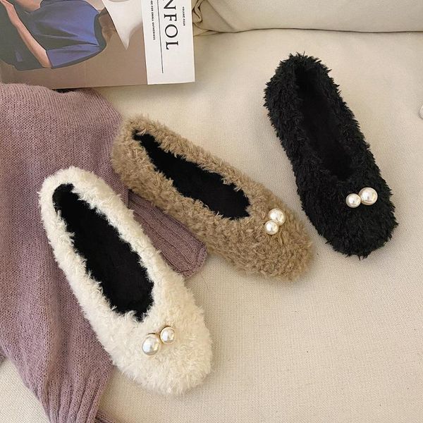 sweet pearl wool fur flats solid color cotton shoes women winter slip on moccasins 2020 fairy comfy thick new square toe loafers, Black
sweet pearl wool fur flats solid color cotton shoes women winter slip on moccasins 2020 fairy comfy thick new square toe loafers, Black