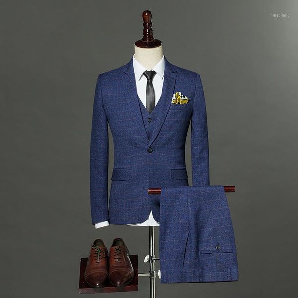 men's suits & blazers good quality men suit 2021 fashion three pieces slim fit single button plaid formal set m-3xl (jacket+pant+vest)1, White;black
men's suits & blazers good quality men suit 2021 fashion three pieces slim fit single button plaid formal set m-3xl (jacket+pant+vest)1, White;black