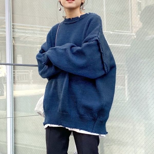 2020 japanese new style autumn two wear knitted cardigan with raw edge personality simple and fashionable women's loose sweater q1103, White;black
2020 japanese new style autumn two wear knitted cardigan with raw edge personality simple and fashionable women's loose sweater q1103, White;black