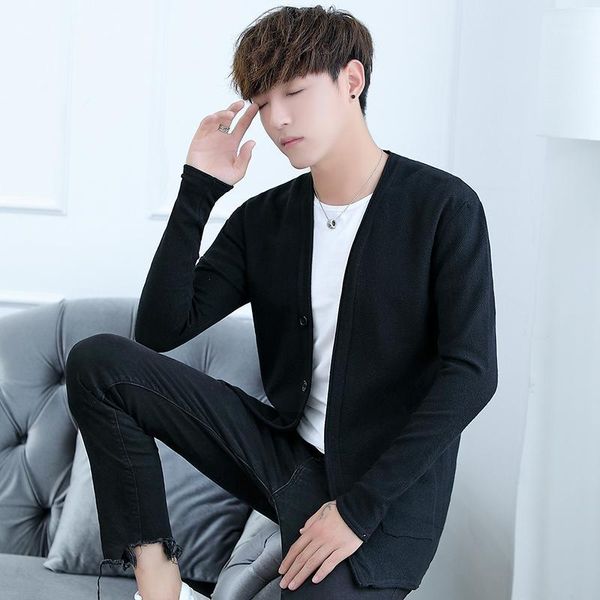 men cardigan slim long sleeve knitted sweater autumn winter solid color men's tide sweaters1, White;black
men cardigan slim long sleeve knitted sweater autumn winter solid color men's tide sweaters1, White;black