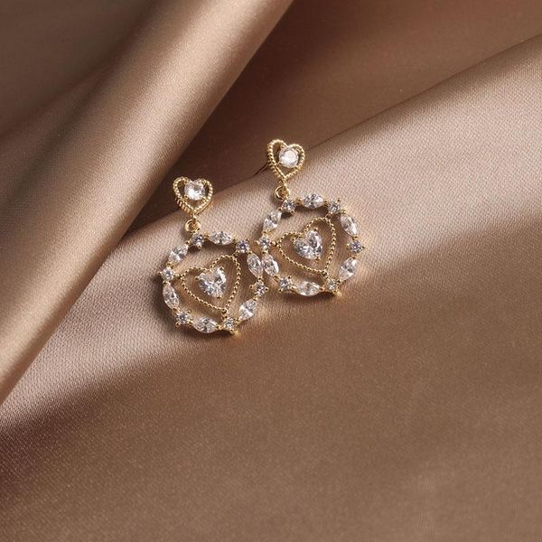 stud shiny side accessories pierced heart earrings for women simple style elegant crystal, Golden;silver
stud shiny side accessories pierced heart earrings for women simple style elegant crystal, Golden;silver