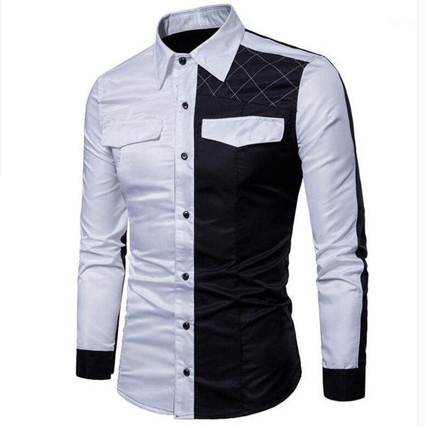 men's casual shirts arrived 2021 men's turn-down collar long sleeve patchwork dress male fashion plus size -3xl1, White;black
men's casual shirts arrived 2021 men's turn-down collar long sleeve patchwork dress male fashion plus size -3xl1, White;black