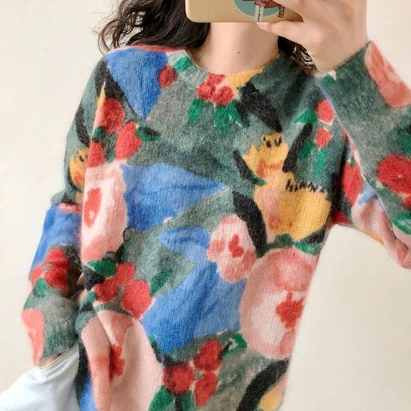 mohair & wool round neck painting printed knitted jumper - 2019 women new ladies knit sweater1, White;black
mohair & wool round neck painting printed knitted jumper - 2019 women new ladies knit sweater1, White;black