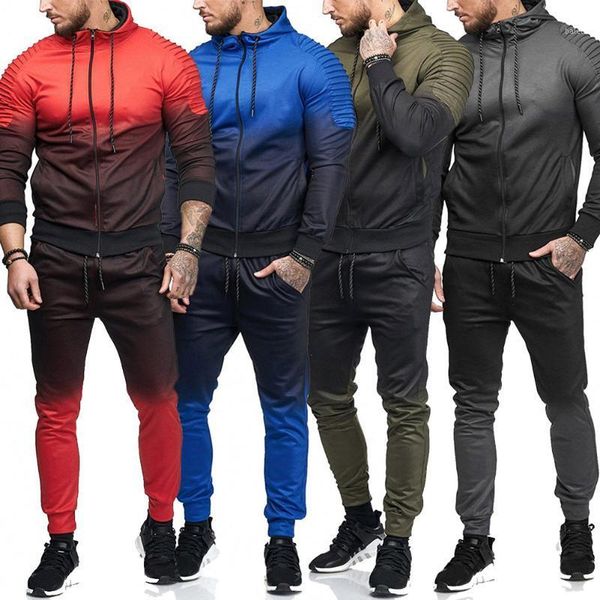 new fashion men gradient tracksuit set zipper hoodie & pants outwear trackies men set1, Gray
new fashion men gradient tracksuit set zipper hoodie & pants outwear trackies men set1, Gray