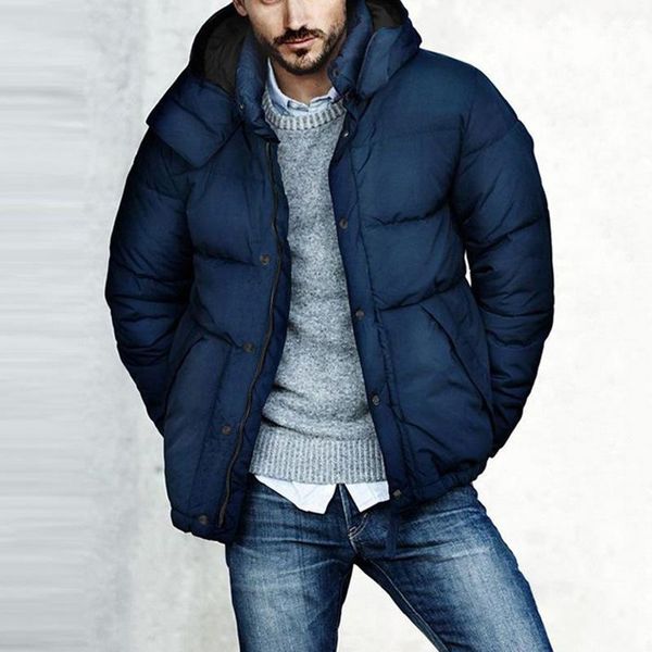 men winter warm hooded zipper jacket long sleeve padded coat outwear overcoat1, Black
men winter warm hooded zipper jacket long sleeve padded coat outwear overcoat1, Black