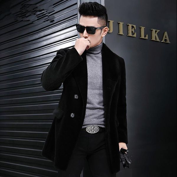 men's leather & faux natural sheep shearling winter luxury wool fur coat men plus size jacket erkek mont jlk17mj806 my761, Black
men's leather & faux natural sheep shearling winter luxury wool fur coat men plus size jacket erkek mont jlk17mj806 my761, Black