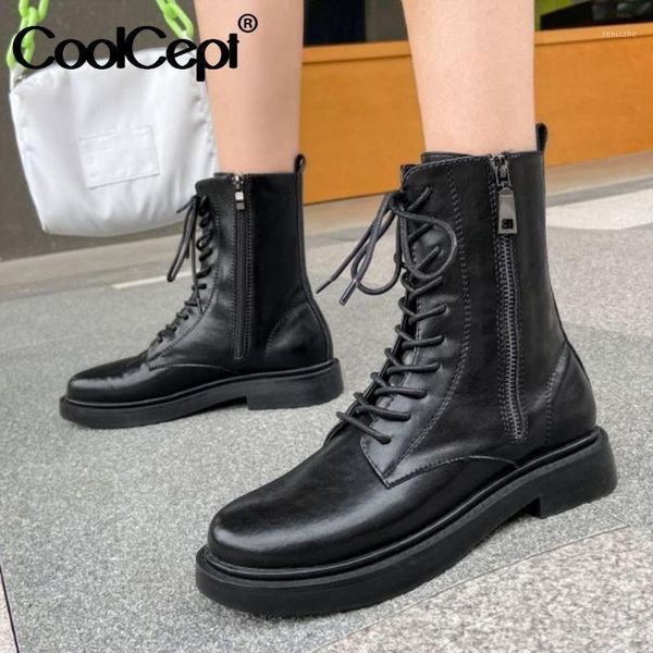 boots coolcept real leather women ankle flats round toe cross strap zipper shoes winter casual footwear size 35-391, Black
boots coolcept real leather women ankle flats round toe cross strap zipper shoes winter casual footwear size 35-391, Black