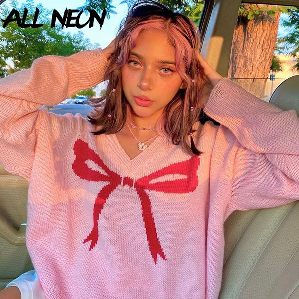 allneon harajuku oversized bow pattern long sleeve knitted pullovers e-girl sweet v-neck pink sweaters kawaii knitwear autumn, White
allneon harajuku oversized bow pattern long sleeve knitted pullovers e-girl sweet v-neck pink sweaters kawaii knitwear autumn, White