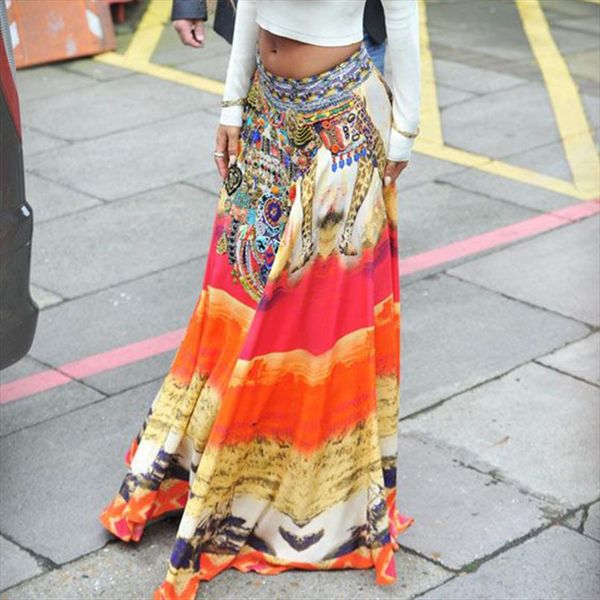 summer beach plus size bohemian vintage style loose long skirt elastic waist ice silk print maxi skirt for women, Black
summer beach plus size bohemian vintage style loose long skirt elastic waist ice silk print maxi skirt for women, Black
