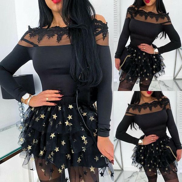 2020 fashion women spring floral lace off shoulder blouses ladies long sleeve black casual sheer panel blouses party clubwear1, White
2020 fashion women spring floral lace off shoulder blouses ladies long sleeve black casual sheer panel blouses party clubwear1, White