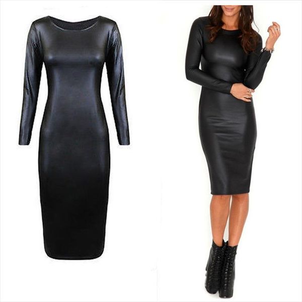 womens pu leather dress club autumn long sleeve dresses pencil stretch fashion black solid party vestidos dress 1216, Black;gray
womens pu leather dress club autumn long sleeve dresses pencil stretch fashion black solid party vestidos dress 1216, Black;gray