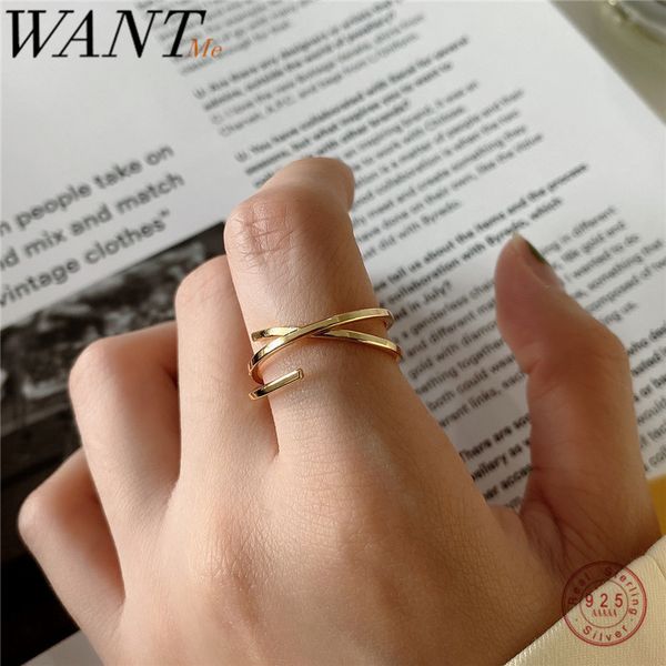 wantme fashion real 925 sterling silver golden minimalist rail cross open adjustable ring for women party anniversary jewelry q1119, Golden;silver
wantme fashion real 925 sterling silver golden minimalist rail cross open adjustable ring for women party anniversary jewelry q1119, Golden;silver