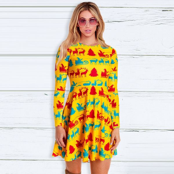 womens wholesale 2020 autumn and winter new printed dress foreign trade round neck long sleeve christmas dress for europe and america, White;black
womens wholesale 2020 autumn and winter new printed dress foreign trade round neck long sleeve christmas dress for europe and america, White;black