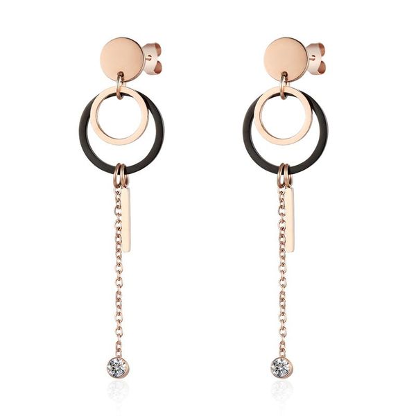 dangle & chandelier black and rose gold double circle hang zircon strip woman drop earring titanium steel jewelry couple gift, Silver
dangle & chandelier black and rose gold double circle hang zircon strip woman drop earring titanium steel jewelry couple gift, Silver