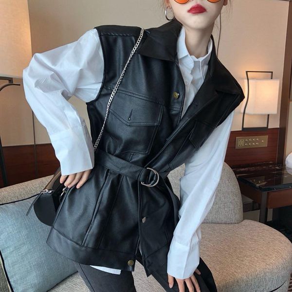 women's jackets women autumn fashion turn down collar sashes with belt pu leather loose sleeveless coat vest casacos, Black;brown
women's jackets women autumn fashion turn down collar sashes with belt pu leather loose sleeveless coat vest casacos, Black;brown