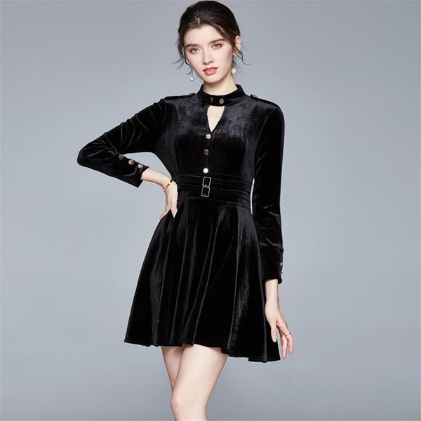vintgae slim wiast black mini dress women long sleeve fall 2020 winter velvet dress fashion office dresses vestidos, Black;gray
vintgae slim wiast black mini dress women long sleeve fall 2020 winter velvet dress fashion office dresses vestidos, Black;gray