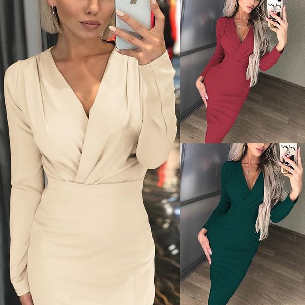 2021 low cut solid color long sleeve women bodycon dress fashion long sleeve women party dress winter, Black;gray
2021 low cut solid color long sleeve women bodycon dress fashion long sleeve women party dress winter, Black;gray