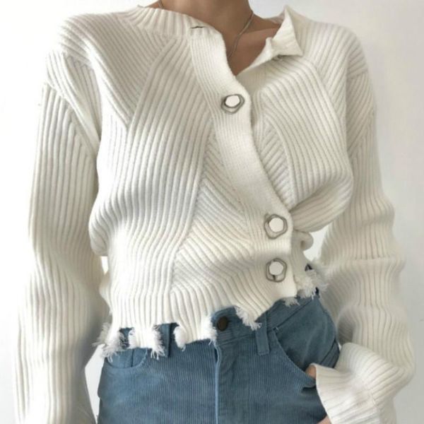 cropped cardigan women sweater fall 2021 korean fashion chic buttons high waist long sleeves ripped knitted woman clothes, White
cropped cardigan women sweater fall 2021 korean fashion chic buttons high waist long sleeves ripped knitted woman clothes, White