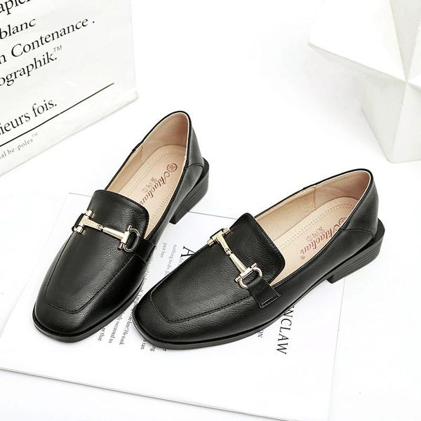 natascha women flats europe/the united states women's shoes wear-resistant super move leisure show thin retro lefu single shoe, Black