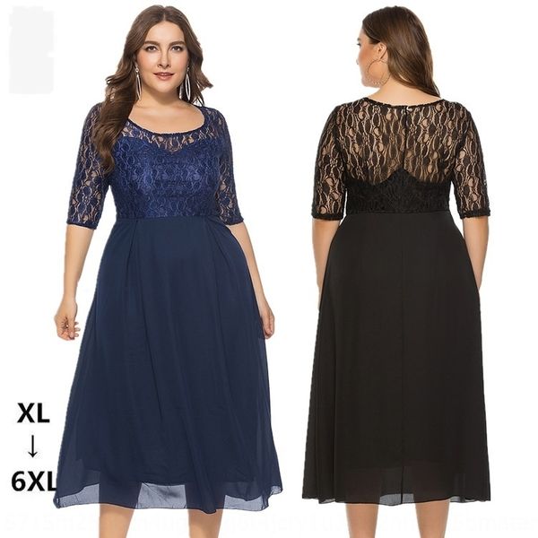spring summer 2020 new large round lace neck chiffon lace splicing dress medium length dress 0098 22dhh, Black;gray
spring summer 2020 new large round lace neck chiffon lace splicing dress medium length dress 0098 22dhh, Black;gray