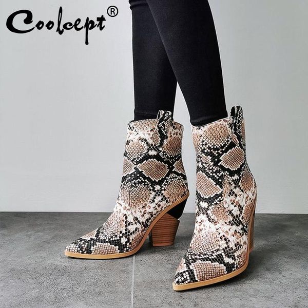 coolcept women high heels boots winter shoes women thick fur warm snake print half short botas fashion woman footwear size 33-46, Black
coolcept women high heels boots winter shoes women thick fur warm snake print half short botas fashion woman footwear size 33-46, Black