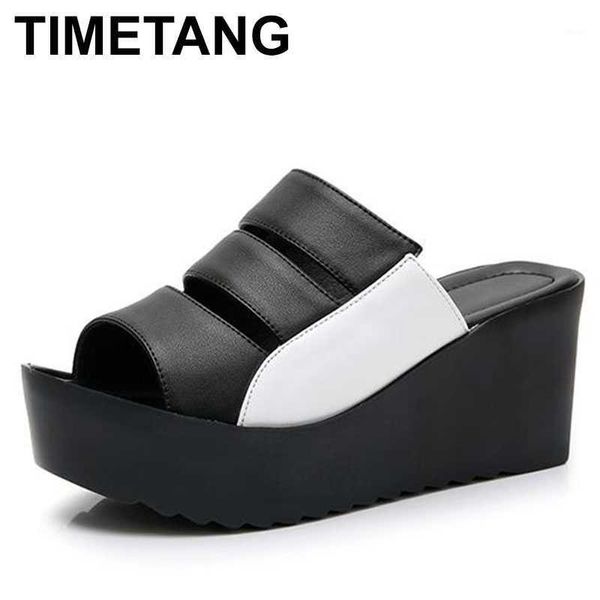 slippers timetang summer genuine leather platform wedges sandals women fashion high heels woman shoes size 34-411, Black
slippers timetang summer genuine leather platform wedges sandals women fashion high heels woman shoes size 34-411, Black