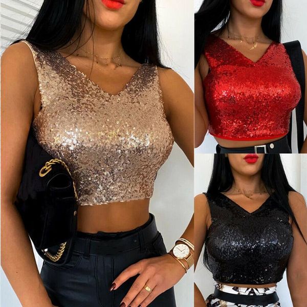 summer women's sequin sparkle glitter crop shirt sleeveless tank party club sleeveless v-neck clothes1, White
summer women's sequin sparkle glitter crop shirt sleeveless tank party club sleeveless v-neck clothes1, White