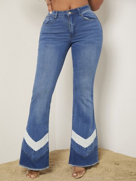 sxy chevron pattern raw hem flare leg jeans f3j0#, Blue
sxy chevron pattern raw hem flare leg jeans f3j0#, Blue