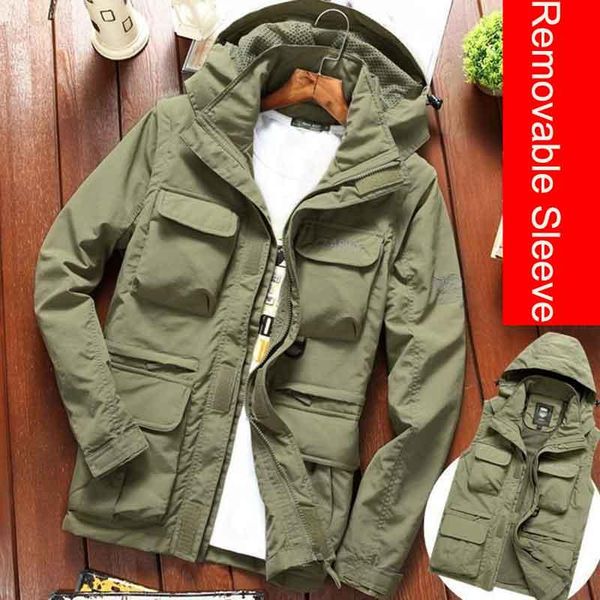 outdoor jackets&hoodies men's tactical jacket spring autumn removable sleeve vest jackets waterproof coat multi pockets hooded windbrea, Blue;black
outdoor jackets&hoodies men's tactical jacket spring autumn removable sleeve vest jackets waterproof coat multi pockets hooded windbrea, Blue;black