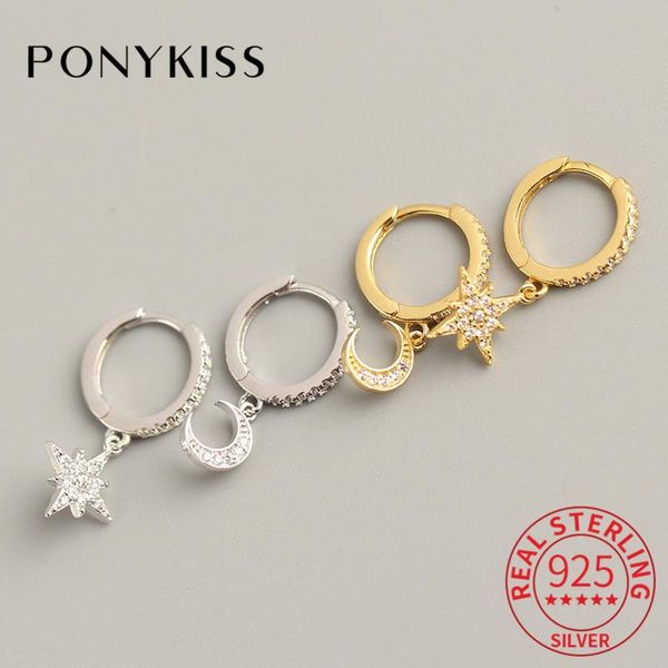 hoop & huggie ponykiss real 925 sterling silver asymmetry zircon star moon earrings for women party romantic fashion fine gift, Golden;silver
hoop & huggie ponykiss real 925 sterling silver asymmetry zircon star moon earrings for women party romantic fashion fine gift, Golden;silver