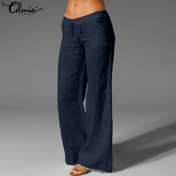 celmia women vintage wide leg pants casual linen trousers female elastic waist loose palazzo long pantalon femme plus size y200418, Black;white
celmia women vintage wide leg pants casual linen trousers female elastic waist loose palazzo long pantalon femme plus size y200418, Black;white