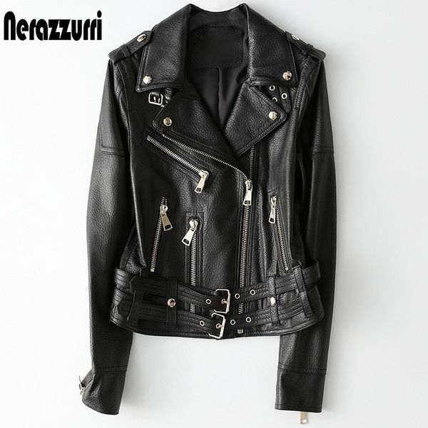 nerazzurri short black leather biker jacket women long sleeve zipper autumn light soft plus size clothing for women 6xl 7xl 201029
nerazzurri short black leather biker jacket women long sleeve zipper autumn light soft plus size clothing for women 6xl 7xl 201029