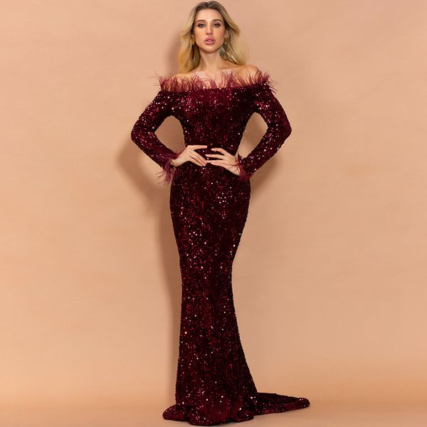 off shoulder sequin dress runway dresses for women feather solid color evening party dress long sleeve maxi dress vestdios 011906, White;black
off shoulder sequin dress runway dresses for women feather solid color evening party dress long sleeve maxi dress vestdios 011906, White;black
