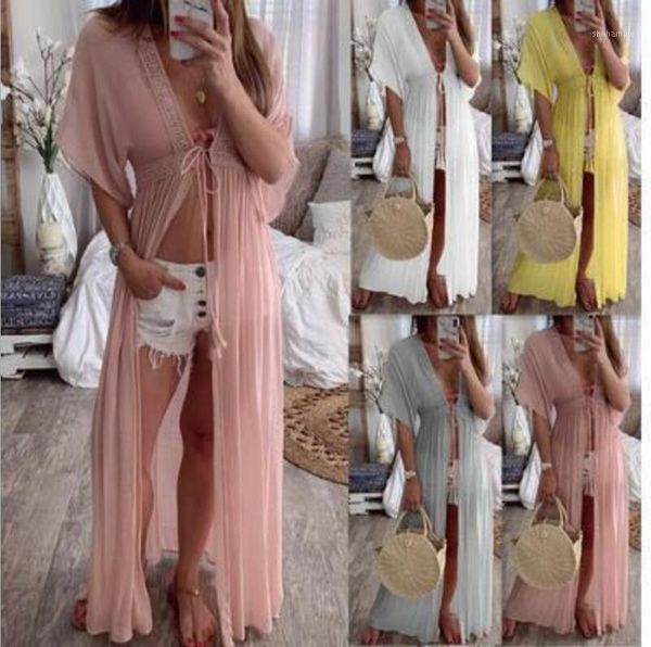 vacation robe boho chic long dress beach cardigan dress female summe solid wrap robe femme holiday party wear1, Black;red
vacation robe boho chic long dress beach cardigan dress female summe solid wrap robe femme holiday party wear1, Black;red
