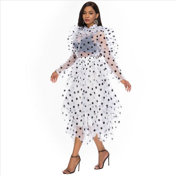 women blouse skirts 2 pieces set polka dot suits ruffle thin transparent shirts elegant tutu jupes cute fashion summer plus size, Gray
women blouse skirts 2 pieces set polka dot suits ruffle thin transparent shirts elegant tutu jupes cute fashion summer plus size, Gray