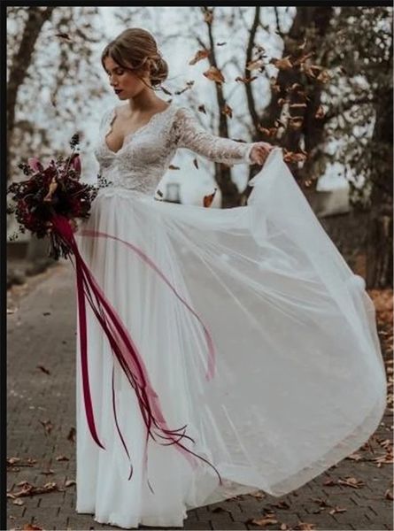 boho wedding dresses lace long sleeve deep v neck low backless floor length bohemian bridal gowns 2021 size, White
boho wedding dresses lace long sleeve deep v neck low backless floor length bohemian bridal gowns 2021 size, White