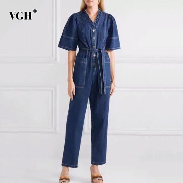 vgh denim jumpsuit for women v neck short sleeve high waist lace up bowknot patchwork ruffle casual jumpsuits female fashion, Black;white
vgh denim jumpsuit for women v neck short sleeve high waist lace up bowknot patchwork ruffle casual jumpsuits female fashion, Black;white