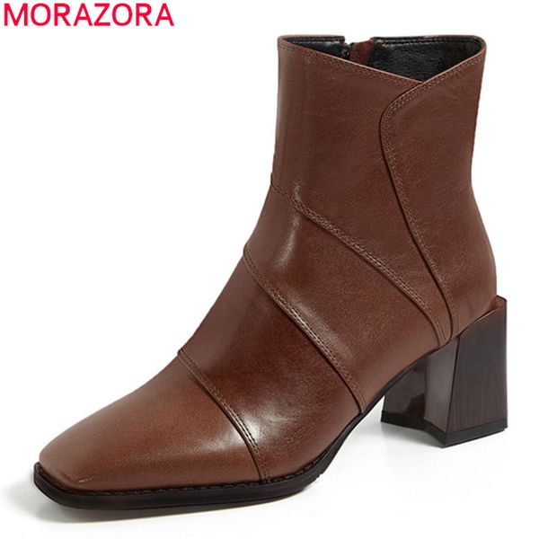 morazora 2020 genuine leather boots thick high heels square toe ladies shoes autumn winter black brown solid ankle boots women 1026
morazora 2020 genuine leather boots thick high heels square toe ladies shoes autumn winter black brown solid ankle boots women 1026