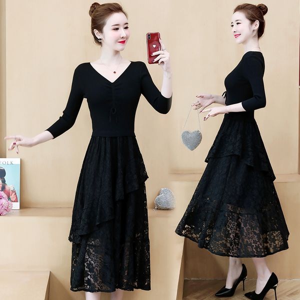 large size women's clothing 2019 autumn and winter new long sleeve knitted stitching dress mesh dress bottoming outside j1beg, Black;gray
large size women's clothing 2019 autumn and winter new long sleeve knitted stitching dress mesh dress bottoming outside j1beg, Black;gray