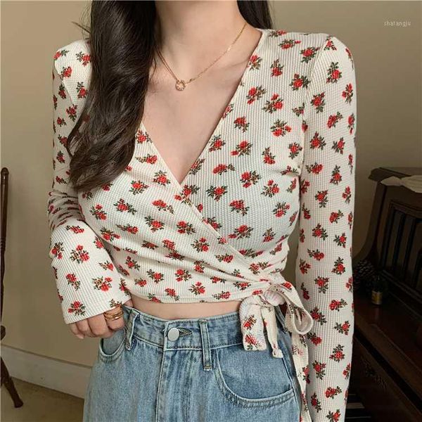 long sleeve spring autumn bodycon knit vintage floral wrap bow v-neck crop korean cute t-shirt women t shirt short tee1, White
long sleeve spring autumn bodycon knit vintage floral wrap bow v-neck crop korean cute t-shirt women t shirt short tee1, White