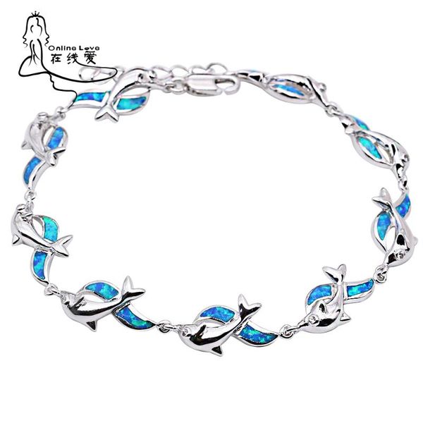 link, chain cute dolphin dance silver plated blue fire opal bracelets fashion summer jewelry for women animal specific gift, Black
link, chain cute dolphin dance silver plated blue fire opal bracelets fashion summer jewelry for women animal specific gift, Black