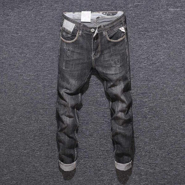newly designer fashion men jeans black gray color slim fit italian vintage jeans men denim pants elastic hip hop homme1, Blue
newly designer fashion men jeans black gray color slim fit italian vintage jeans men denim pants elastic hip hop homme1, Blue