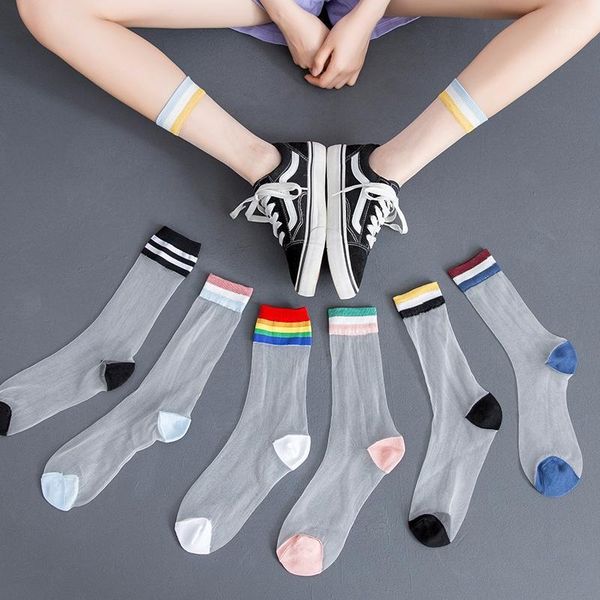 rainbow striped transparent women socks cool japanese ultrathin glass silk novelty fishnet female mid-calf length sheer socks1, Black;white
rainbow striped transparent women socks cool japanese ultrathin glass silk novelty fishnet female mid-calf length sheer socks1, Black;white